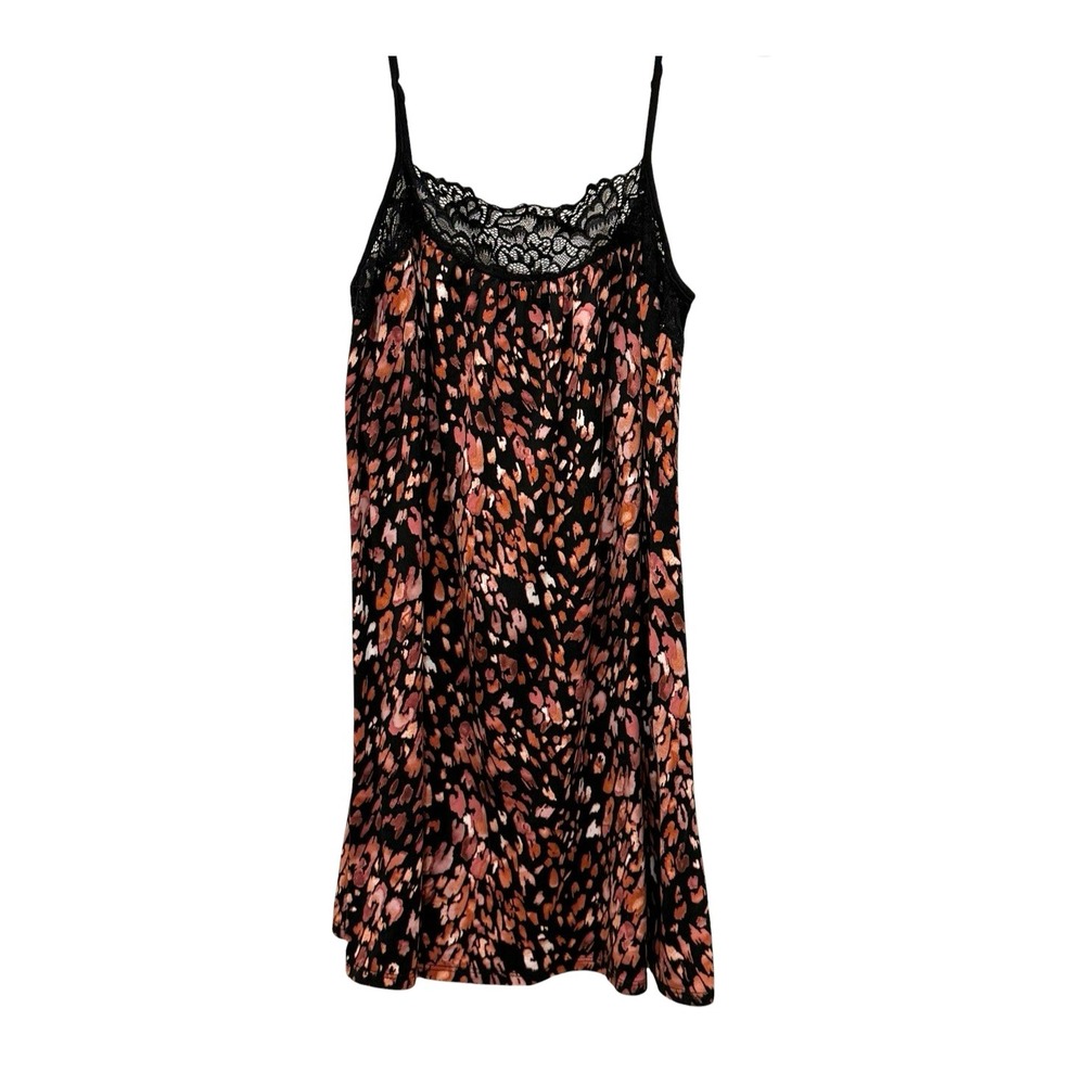 Mini Slip Dress Black With Pink Cheetah Print Lace S Fairy Grunge Indie Sleaze
